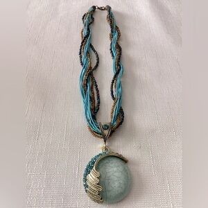 Turquoise Colored Antique Gold Tone Necklace